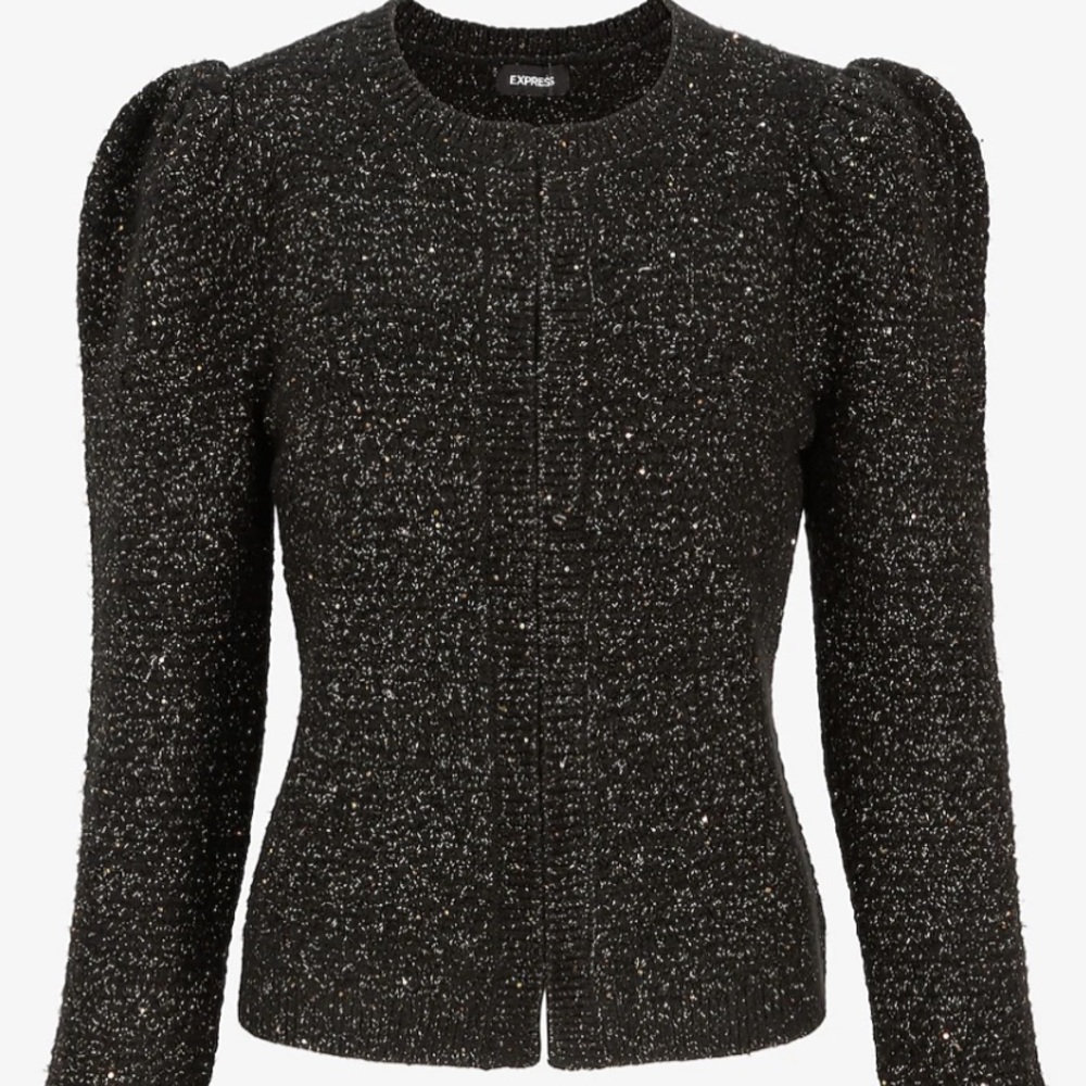 Express Gold Detailed Sweater Jacket - Picture 2 of 7
